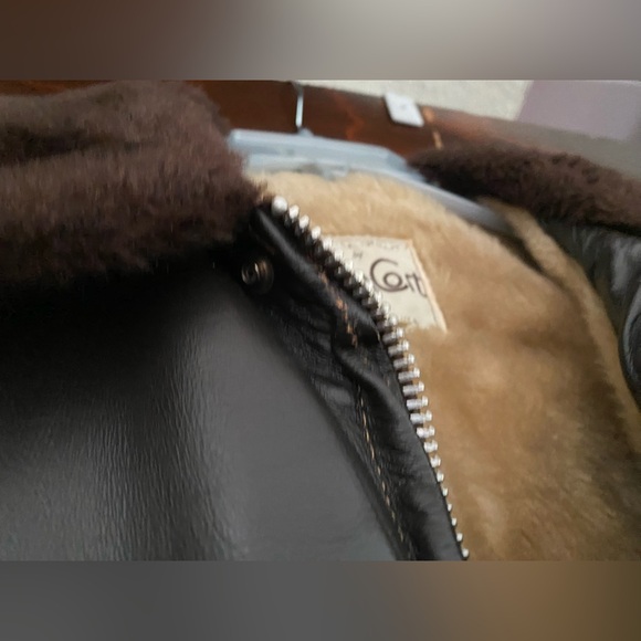 Vtg Van Cort Brown 4 Pockets Faux Fur Collar Leather Jacket Adult Size 40 - Picture 10 of 16